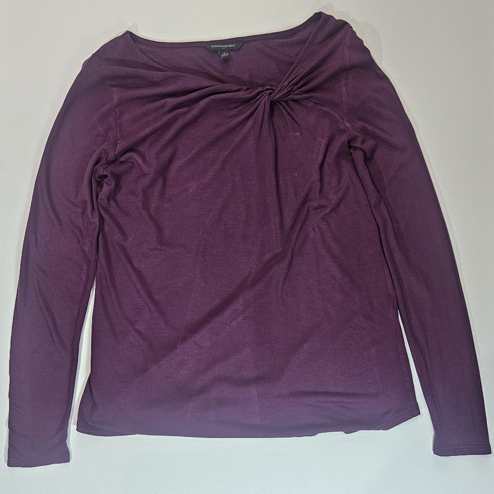 Banana Republic Blouse Womens Small Purple Twist Front Casual Lightweight Top